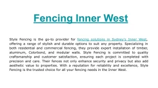 Fencing Inner West