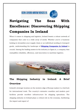 Shipping Companies Ireland
