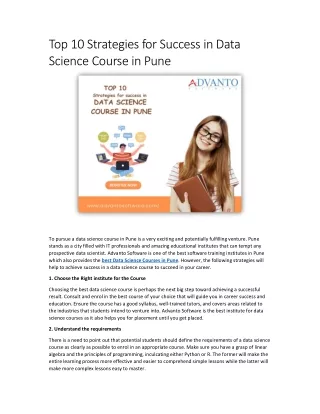 Top 10 Strategies for Success in Data Science Course in Pune