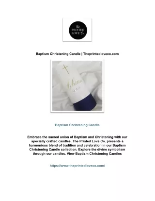 Baptism Christening Candle | Theprintedloveco.com