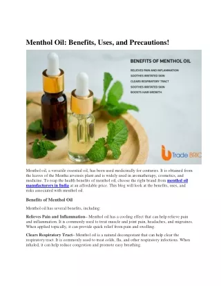 Menthol Oil Benefits, Uses, and Precautions