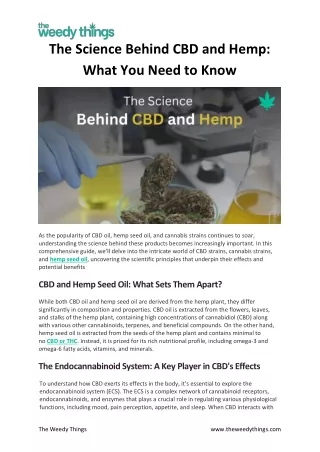 The Science Behind CBD and Hemp What You Need to Know