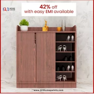 Shoe Cabinet with Open Shelf in Rose Wood