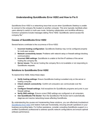 QuickBooks Error H202: Troubleshooting Multi-User Mode Issues