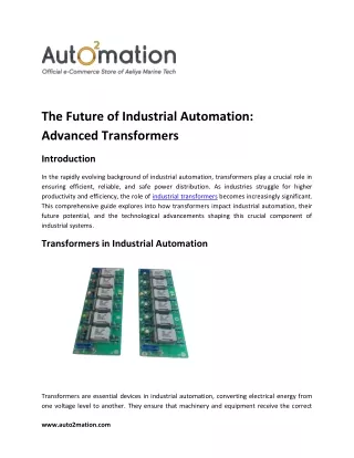 The Future of Industrial Automation  Advanced Transformers