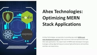 MERN Stack Applications | Ahex Technologies