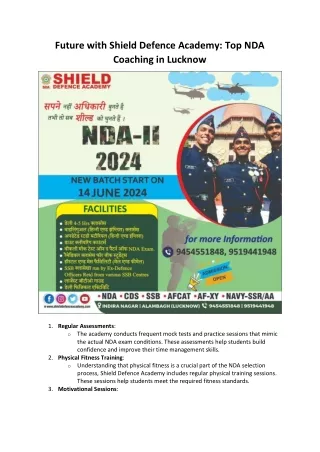 Future with Shield Defence Academy Top NDA Coaching In Lucknow, India