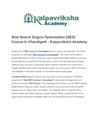 Best Search Engine Optimization (SEO) Course In Chandigarh - Kalpavriksha Academy