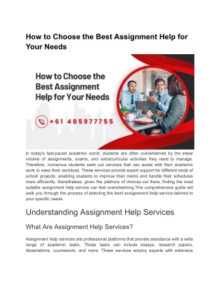 How to Choose the Best Assignment Help for Your Needs