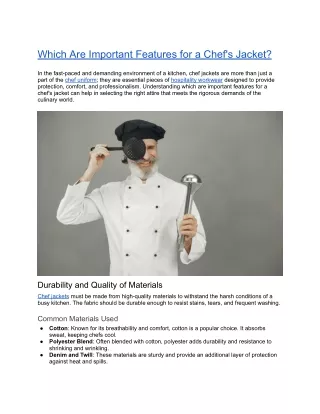 Which Are Important Features for a Chef's Jacket