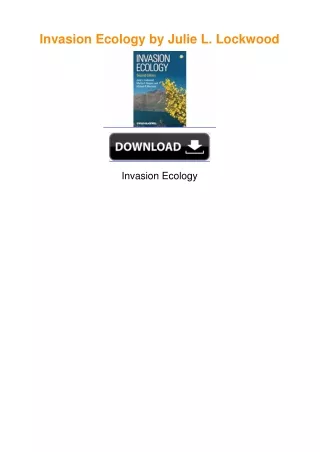 Invasion Ecology by Julie L. Lockwood