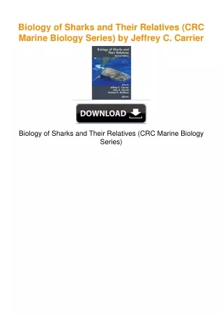 Biology of Sharks and Their Relatives (CRC Marine Biology Series) by