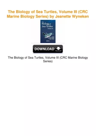 The Biology of Sea Turtles, Volume III (CRC Marine Biology Series) by