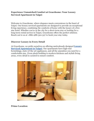 Luxury Serviced Apartment in Taipei