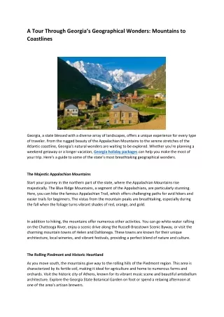 A Tour Through Georgia’s Geographical Wonders Mountains to Coastlines