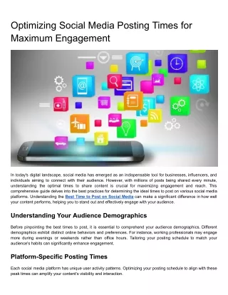 Optimizing Social Media Posting Times for Maximum Engagement