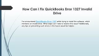 Effective technique to resolve QuickBooks Error 1327