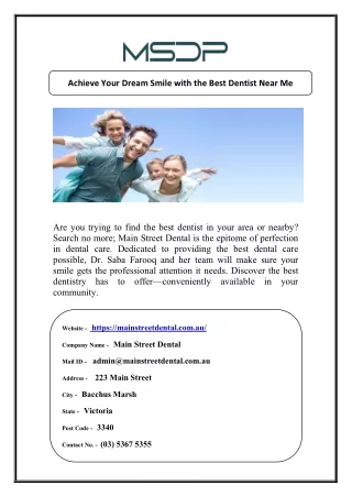 Achieve Your Dream Smile with the Best Dentist Near Me