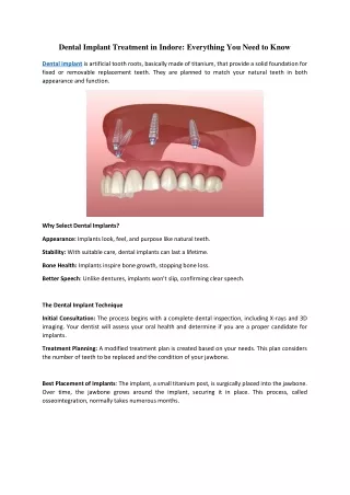 Dental Implant Treatment in Indore Everything You Need to Know