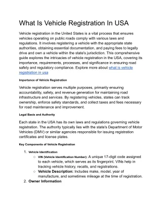 What Is Vehicle Registration In USA