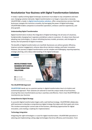 Revolutionize Your Business with Digital Transformation Solutions
