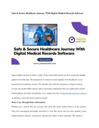 Safe & Secure Healthcare Journey With Digital Medical Records Software