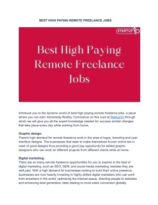 BEST HIGH PAYING REMOTE FREELANCE JOBS