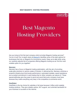 BEST MAGENTO  HOSTING PROVIDERS