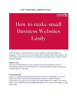 HOW TO MAKE SMALL WEBSITES EASILY
