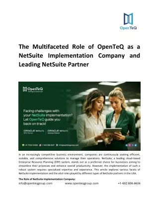 The Multifaceted Role of OpenTeQ as a NetSuite Implementation Company and Leading NetSuite Partner