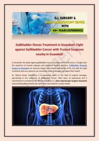 Gallbladder Stones Treatment In Guwahati: Effective Gallbladder Stone Removal