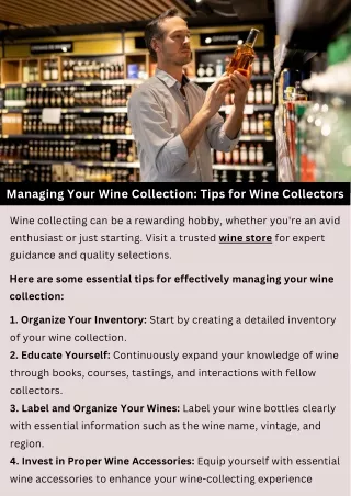 Managing Your Wine Collection Tips for Wine Collectors