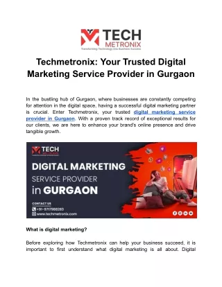 Techmetronix-Your Trusted Digital Marketing Service Provider in Gurgaon