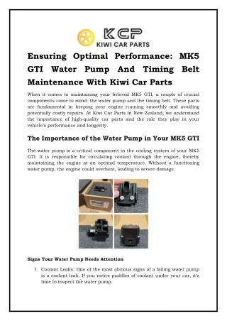 Mk5 Gti Water Pump