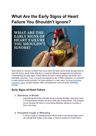 What Are the Early Signs of Heart Failure You Shouldn't Ignore_