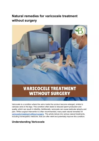 Natural remedies for varicocele treatment without surgery