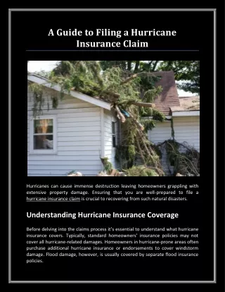 A Guide to Filing a Hurricane Insurance Claim