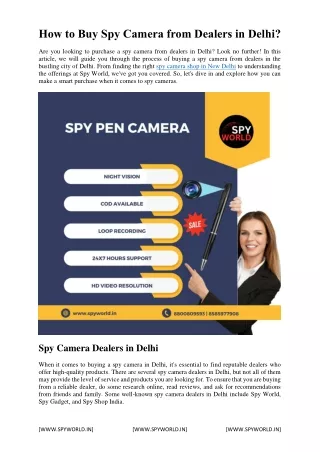 How to Buy Spy Camera from Dealers in Delhi