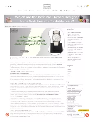 Which are the best Pre-Owned Designer Mens Watches at affordable price?
