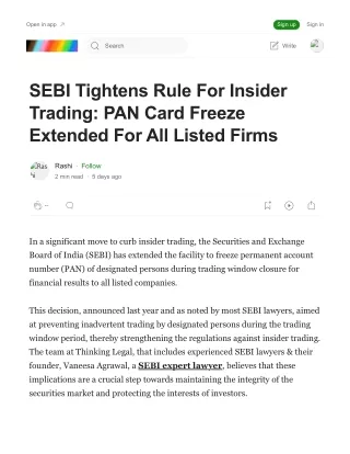 SEBI Tightens Rule For Insider Trading: PAN Card Freeze Extended For All Listed
