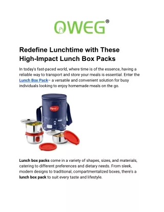 Redefine Lunchtime with These High-Impact Lunch Box Packs