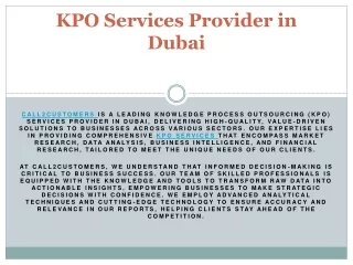 KPO Services Provider in Dubai