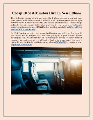 Cheap 10 Seat Minibus Hire In New Eltham
