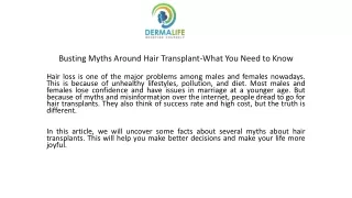 Busting Myths Around Hair Transplant-What You Need to Know