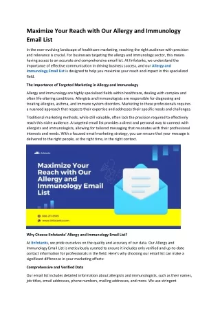 Maximize Your Reach with Our Allergy and Immunology Email List