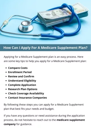 How Can I Apply For A Medicare Supplement Plan?