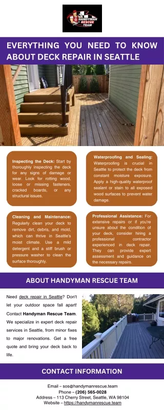 Everything You Need to Know About Deck Repair in Seattle