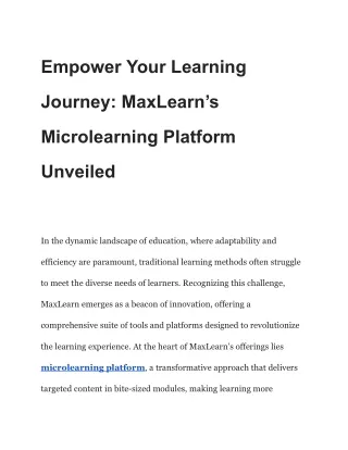 Empower Your Learning Journey_ MaxLearn’s Microlearning Platform Unveiled