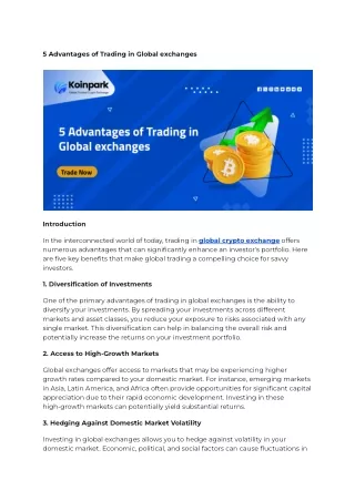 5 Advantages of Trading in Global exchanges