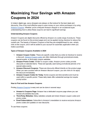 Maximizing Your Savings with Amazon Coupons in 2024